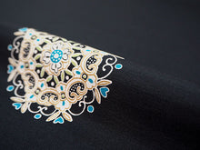 画像をギャラリービューアに読み込む, 雨コート 反物のみ 着物用 レインコート ポリエステル レディース 女性 黒地宝相華柄 道中着・道行・二部式などの雨コートに 撥水加工済み