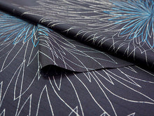 画像をギャラリービューアに読み込む, 雨コート 反物のみ 着物用 レインコート ポリエステル レディース 女性 黒地大輪菊柄 道中着・道行・二部式などの雨コートに 撥水加工済み