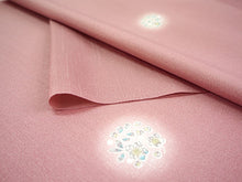 画像をギャラリービューアに読み込む, 雨コート 反物のみ 着物用 レインコート ポリエステル レディース 女性 渋ピンク地辻が花風花の丸柄 道中着・道行・二部式などの雨コートに 撥水加工済み