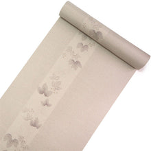 画像をギャラリービューアに読み込む, 雨コート 反物のみ 着物用 レインコート ポリエステル レディース 女性 薄グレーベージュ地縞に葡萄柄 道中着・道行・二部式などの雨コートに 撥水加工済み