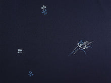 画像をギャラリービューアに読み込む, 着物 洗える着物 フルオーダー 仕立て付 小紋 紺 秋草 すずめ 東レシルック 反物 静電気が起きにくい 自宅で洗濯OK 着物・羽織に