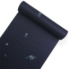 画像をギャラリービューアに読み込む, 着物 洗える着物 フルオーダー 仕立て付 小紋 紺 秋草 すずめ 東レシルック 反物 静電気が起きにくい 自宅で洗濯OK 着物・羽織に