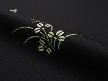 画像をギャラリービューアに読み込む, 着物 洗える着物 フルオーダー 仕立て付 小紋 チャコール 黒 秋草 すずめ 東レシルック 反物 静電気が起きにくい 自宅で洗濯OK 着物・羽織に