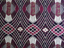 画像をギャラリービューアに読み込む, 名古屋帯 単品 正絹 九寸 黒 赤紫 幾何学 なごや帯 全通 カジュアル 西陣織 大光株式会社謹製 証紙付き お仕立てをしてお届け