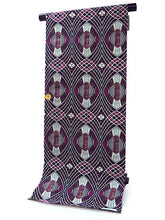 画像をギャラリービューアに読み込む, 名古屋帯 単品 正絹 九寸 黒 赤紫 幾何学 なごや帯 全通 カジュアル 西陣織 大光株式会社謹製 証紙付き お仕立てをしてお届け