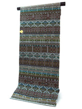 画像をギャラリービューアに読み込む, 名古屋帯 単品 絹 九寸 茶色 横段 菱 なごや帯 全通 カジュアル 西陣織 大光株式会社謹製 証紙付き お仕立てをしてお届け