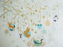 画像をギャラリービューアに読み込む, 名古屋帯 単品 正絹 九寸 白 クリスマスオーナメント なごや帯 お太鼓柄 カジュアル 西陣織 株式会社辻梅機業店謹製 証紙付き お仕立てをしてお届け