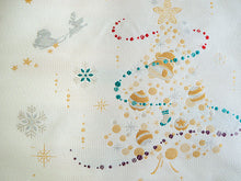 画像をギャラリービューアに読み込む, 名古屋帯 単品 正絹 九寸 白 サンタ クリスマスツリー なごや帯 お太鼓柄 カジュアル 西陣織 株式会社辻梅機業店謹製 証紙付き お仕立てをしてお届け