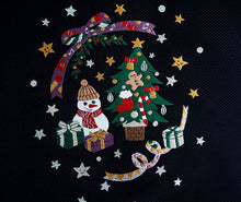 画像をギャラリービューアに読み込む, 名古屋帯 単品 正絹 九寸 黒 クリスマスツリー なごや帯 お太鼓柄 カジュアル 西陣織 株式会社辻梅機業店謹製 証紙付き お仕立てをしてお届け