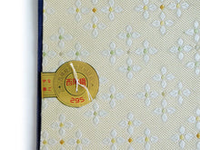 画像をギャラリービューアに読み込む, 名古屋帯 単品 正絹 九寸 クリームベージュ紫 花菱 なごや帯 六通柄 カジュアル 西陣織 株式会社ふくい謹製 証紙付き お仕立てをしてお届け