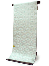 画像をギャラリービューアに読み込む, 名古屋帯 単品 正絹 九寸 白 菊菱 なごや帯 六通柄 カジュアル 西陣織 株式会社ふくい謹製 証紙付き お仕立てをしてお届け