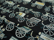 画像をギャラリービューアに読み込む, 袋帯 正絹 六通柄 未使用 仕立て付き 仁衛門謹製 証紙付 黒 レトロ 乗り物 馬車 イベント・パーティーに