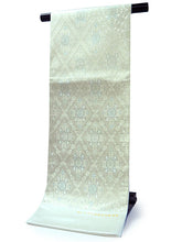 画像をギャラリービューアに読み込む, 袋帯 絹 六通柄 礼装用 未使用 仕立て付き 西陣織 株式会社ふくい謹製 篠屋宗兵衛 証紙付 シルバー ゴールド 格子 菊菱 結婚式・七五三・イベント・パーティーに