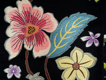 画像をギャラリービューアに読み込む, 袋帯 正絹 六通柄 未使用 仕立て付き 西陣織 着物愛好者にファンが多い帯屋捨松謹製 証紙付 黒 花 ふくろ帯 女性 レディース