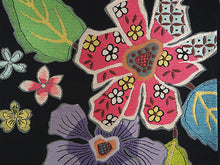 画像をギャラリービューアに読み込む, 袋帯 正絹 六通柄 未使用 仕立て付き 西陣織 着物愛好者にファンが多い帯屋捨松謹製 証紙付 黒 花 ふくろ帯 女性 レディース