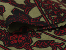 画像をギャラリービューアに読み込む, 半衿 カーキ地 更紗柄 黒 赤 単品 半襟 レディース 綿 半えり お洒落な衿元に 京都・ひでや工房の半衿
