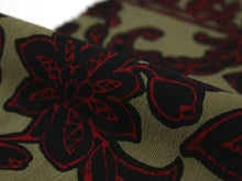 画像をギャラリービューアに読み込む, 半衿 カーキ地 更紗柄 黒 赤 単品 半襟 レディース 綿 半えり お洒落な衿元に 京都・ひでや工房の半衿
