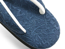 画像をギャラリービューアに読み込む, カレンブロッソ 草履 単品 Mサイズ ネイビー 花唐草 台 鼻緒 レディース 歩きやすくてオシャレ 愛好者の多い菱屋カフェ草履