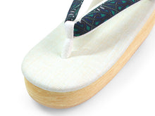 画像をギャラリービューアに読み込む, カレンブロッソ 草履 単品 Mサイズ オフホワイト 台 ダークグリーン地 更紗柄 鼻緒 レディース 歩きやすくてオシャレ 愛好者の多い菱屋カフェ草履