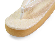 画像をギャラリービューアに読み込む, カレンブロッソ 草履 単品 Lサイズ ライトベージュ 花唐草柄 台 鼻緒 レディース 歩きやすくてオシャレ 愛好者の多い菱屋カフェ草履