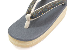 画像をギャラリービューアに読み込む, カレンブロッソ 草履 単品 Lサイズ 濃グレー 台 イエロー えんじ 更紗柄 鼻緒 レディース 歩きやすくてオシャレ 愛好者の多い菱屋カフェ草履