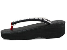 画像をギャラリービューアに読み込む, カレンブロッソ 草履 単品 Lサイズ ブラック 台 黒地 博多織 花菱柄 鼻緒 レディース 歩きやすくてオシャレ 愛好者の多い菱屋カフェ草履