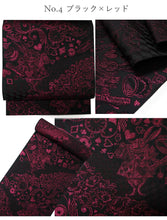 画像をギャラリービューアに読み込む, 博多織 絹 兵児帯 アリス柄 5色 帯 うさぎ 時計 ホワイト ブラック グリーン ブルー レッド おしゃれ へこ帯 帯 大人可愛い