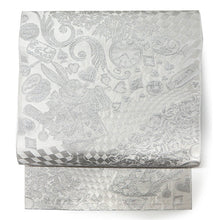 画像をギャラリービューアに読み込む, 博多織 絹 兵児帯 アリス柄 5色 帯 うさぎ 時計 ホワイト ブラック グリーン ブルー レッド おしゃれ へこ帯 帯 大人可愛い