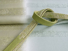 画像をギャラリービューアに読み込む, 帯揚げ 帯締め セット 正絹 渋鶯×グレー 横段 帯あげ 薄抹茶色 帯〆 ぼかし 金 高麗 平打ち 訪問着・付け下げ・色無地に合わせて フォーマルシーンに