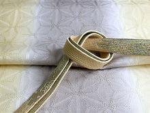 画像をギャラリービューアに読み込む, 帯揚げ 帯締め セット 正絹 グレー×クリーム 麻の葉 帯あげ ベージュ 帯〆 ぼかし 金 高麗 平打ち 訪問着・付け下げ・色無地に合わせて フォーマルシーンに