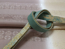 画像をギャラリービューアに読み込む, 帯揚げ 帯締め セット 正絹 ベージュ×渋紫 横段 帯あげ 渋青色 帯〆 ぼかし 金 高麗 平打ち 訪問着・付け下げ・色無地に合わせて フォーマルシーンに