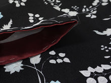 画像をギャラリービューアに読み込む, 洗える着物 コーディネート4点セット (着物・帯・帯揚げ・帯締め) 袷 M 黒 花柄 きもの ブラウン 幾何学柄 帯