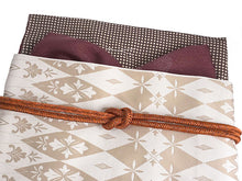 画像をギャラリービューアに読み込む, 洗える着物 コーディネート4点セット (着物・帯・帯揚げ・帯締め) 袷 L クリーム こげ茶 格子柄 きもの ベージュ 幾何学柄 帯