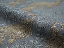 画像をギャラリービューアに読み込む, ストール グレー 金銀 更紗柄 ウール 刺繍 フリーサイズ 大判 秋冬に さっと羽織るだけで華やか 着物や羽織・コートの上に ギフトにも