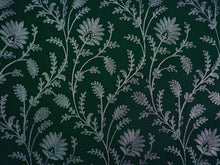 画像をギャラリービューアに読み込む, ストール 深緑地 青銀 更紗柄 ウール 刺繍 フリーサイズ 大判 秋冬に さっと羽織るだけで華やか 着物や羽織・コートの上に ギフトにも