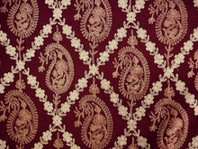 画像をギャラリービューアに読み込む, ストール ワインレッド地 ブラウン ベージュ 更紗柄 ウール 刺繍 フリーサイズ 大判 秋冬に さっと羽織るだけで華やか 着物や羽織・コートの上に ギフトにも