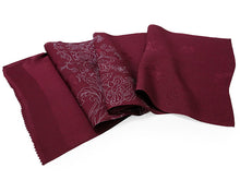 画像をギャラリービューアに読み込む, 帯揚げ 帯締め セット 正絹 カジュアル向き 丸組 えんじ 花柄 流水地紋 帯あげ ワインレッド×オレンジ 帯〆 コーディネートのワンポイントに