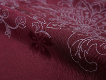 画像をギャラリービューアに読み込む, 帯揚げ 帯締め セット 正絹 カジュアル向き 丸組 えんじ 花柄 流水地紋 帯あげ ワインレッド×オレンジ 帯〆 コーディネートのワンポイントに