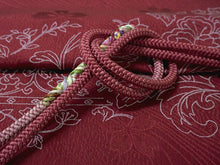 画像をギャラリービューアに読み込む, 帯揚げ 帯締め セット 正絹 カジュアル向き 丸組 レッドブラウン 花柄 流水地紋 帯あげ ピンク 帯〆 コーディネートのワンポイントに