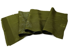 画像をギャラリービューアに読み込む, 帯揚げ 帯締め セット 正絹 カジュアル向き 丸組 渋グリーン 花柄 流水地紋 帯あげ 黄緑 帯〆 コーディネートのワンポイントに