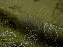 画像をギャラリービューアに読み込む, 帯揚げ 帯締め セット 正絹 カジュアル向き 丸組 渋グリーン 花柄 流水地紋 帯あげ 黄緑 帯〆 コーディネートのワンポイントに