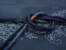 画像をギャラリービューアに読み込む, 帯揚げ 帯締め セット 正絹 カジュアル向き 丸組 紺 花柄 流水地紋 帯あげ ネイビー 帯〆 コーディネートのワンポイントに