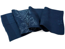 画像をギャラリービューアに読み込む, 帯揚げ 帯締め セット 正絹 カジュアル向き 丸組 紺 花柄 流水地紋 帯あげ 藍色 帯〆 コーディネートのワンポイントに