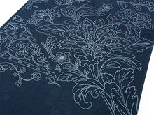 画像をギャラリービューアに読み込む, 帯揚げ 帯締め セット 正絹 カジュアル向き 丸組 紺 花柄 流水地紋 帯あげ 藍色 帯〆 コーディネートのワンポイントに