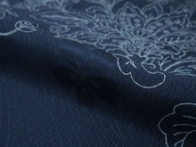 画像をギャラリービューアに読み込む, 帯揚げ 帯締め セット 正絹 カジュアル向き 丸組 紺 花柄 流水地紋 帯あげ 藍色 帯〆 コーディネートのワンポイントに