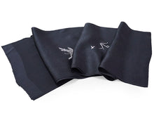 画像をギャラリービューアに読み込む, 帯揚げ 帯締め セット 正絹 カジュアル向き 丸組 墨黒色 鳥 草花 霰地紋 帯あげ ネイビー 帯〆 コーディネートのワンポイントに