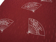 画像をギャラリービューアに読み込む, 帯揚げ 帯締め セット 正絹 カジュアル向き 丸組 レッド 扇柄 かすれ縞地紋 帯あげ 深紅 帯〆 コーディネートのワンポイントに