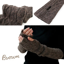 画像をギャラリービューアに読み込む, アームウォーマー アームカバー ニット ケーブル編み ロング 指穴 全3色 グレー ブラウン アイボリー 秋冬 和装 着物 あったか 冷え対策 レディース