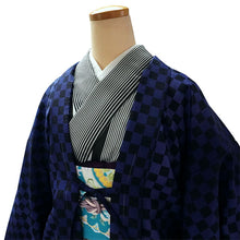 画像をギャラリービューアに読み込む, 羽織 仕立て上がり ネイビー地 市松 はおり 長羽織 洗える レディース ロング丈 ひざ下 長め 春 秋 冬 カーディガン 女性
