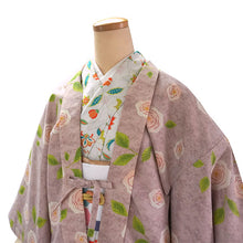 画像をギャラリービューアに読み込む, 羽織 仕立て上がり くすみピンク地 椿 はおり 長羽織 洗える レディース ロング丈 ひざ下 長め 春 秋 冬 カーディガン 女性